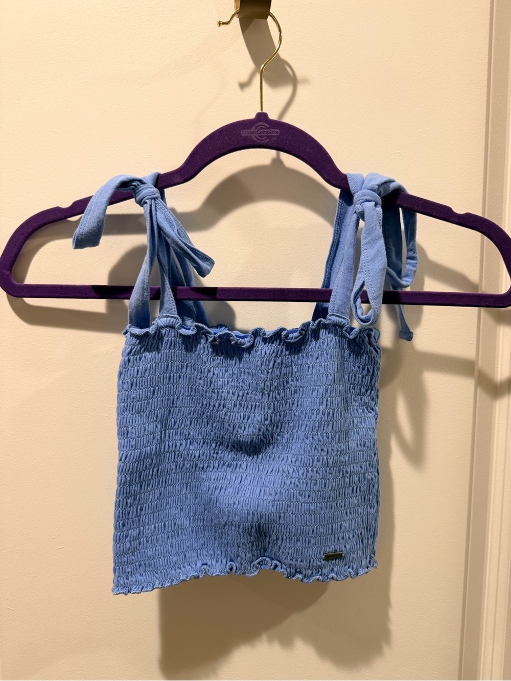 Hollister Light Blue Smocked Tie-Shoulder Tank Size XS